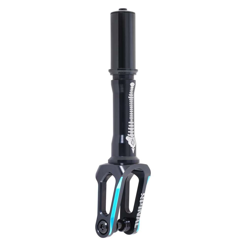 Oath Spinal IHC Freestyle Scooter Fork Black Blue Back Angle Logo