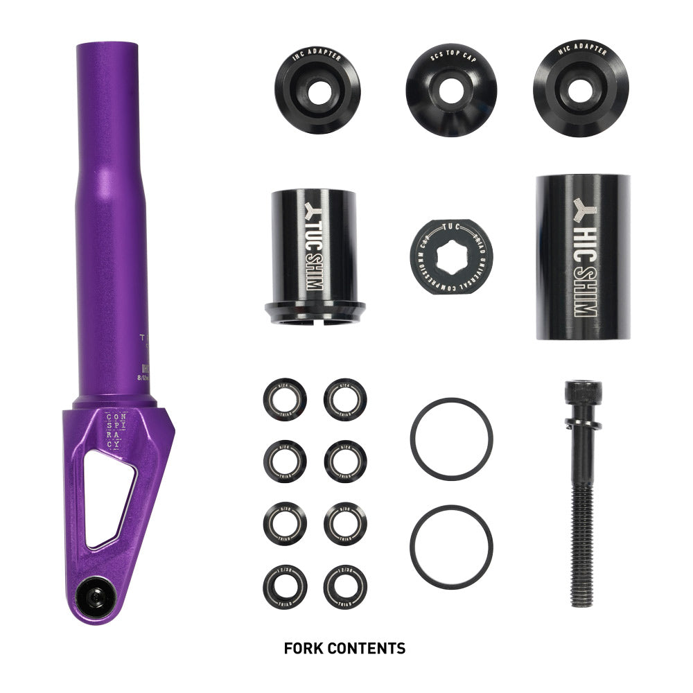 Triad Conspiracy TUC (Triad Universal Compression) Freestyle Scooter Fork Purple Hardware