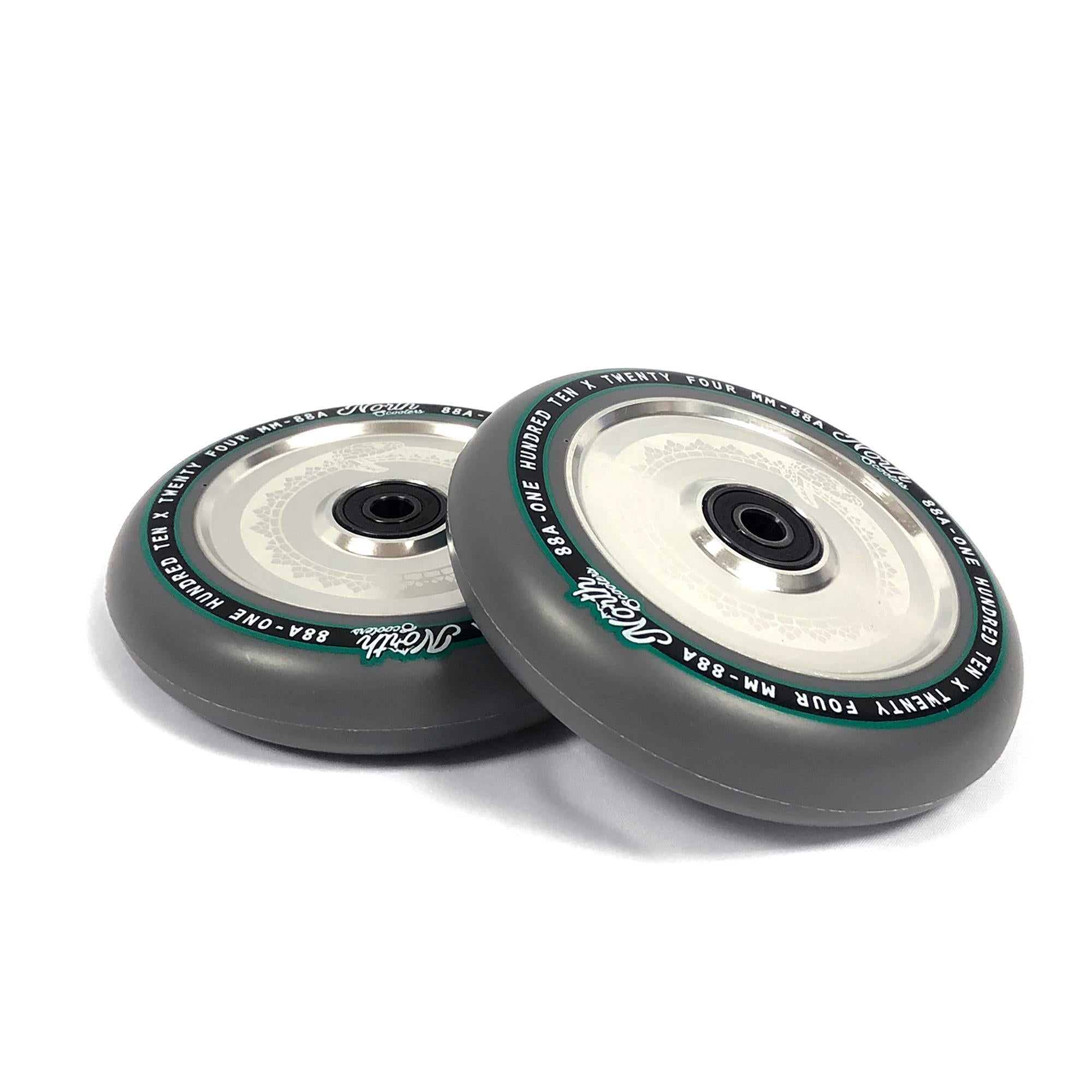 North Scooters Vacant 110mm Grey PU (PAIR) - Scooter Wheels Silver