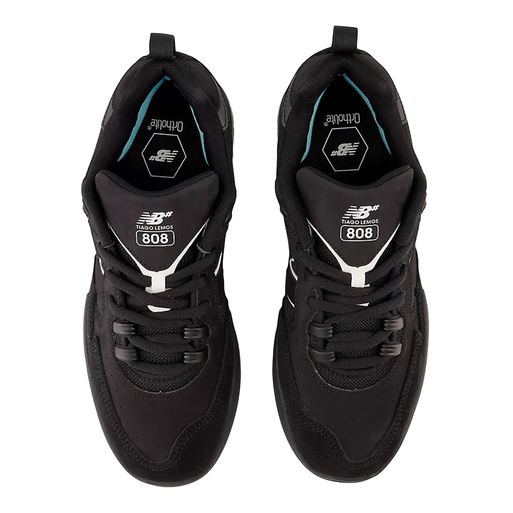 New Balance Numeric Tiago Lemos 808 Black Black Shoes Top View Ortholite Insole 