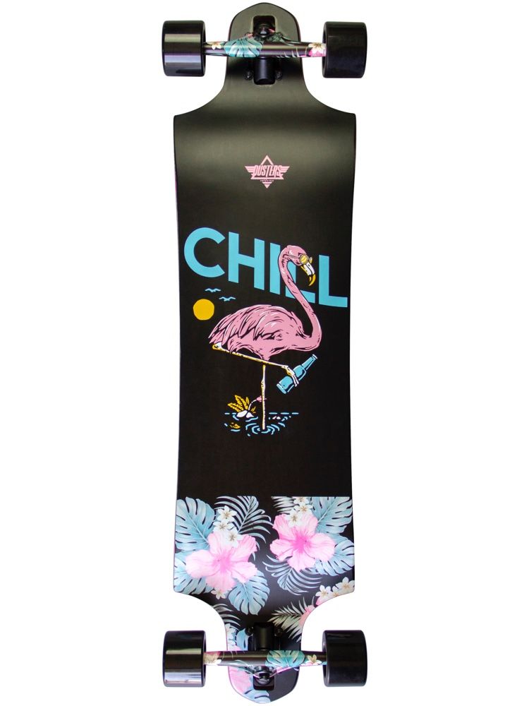 Dusters Chill Black 38" - Longboard Complete Deck Design Flower Flamingo