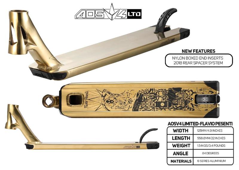 Envy AOS V4 Limited Edition Flavio Pesenti 2018, Scooter Deck, Gold, Details