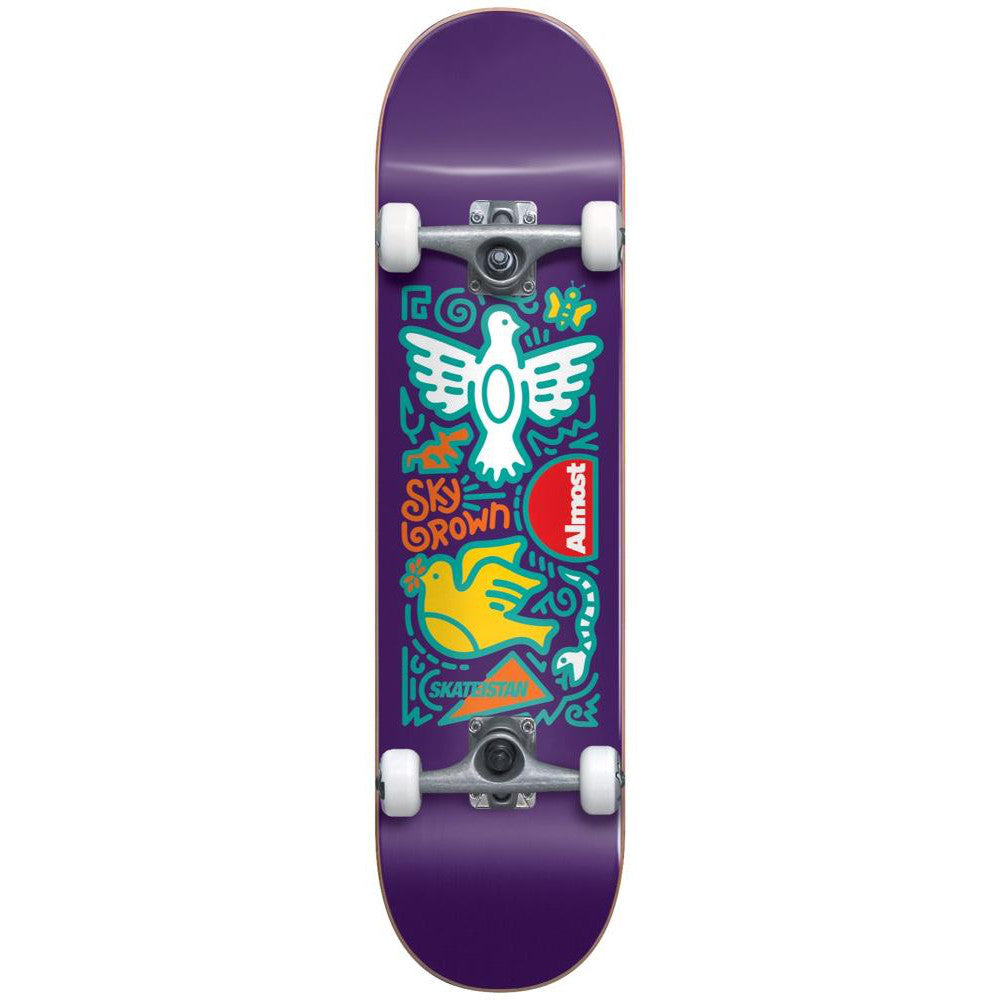 Almost Skateistan Sky Doodle FP Purple 7.875 - Skateboard Complete