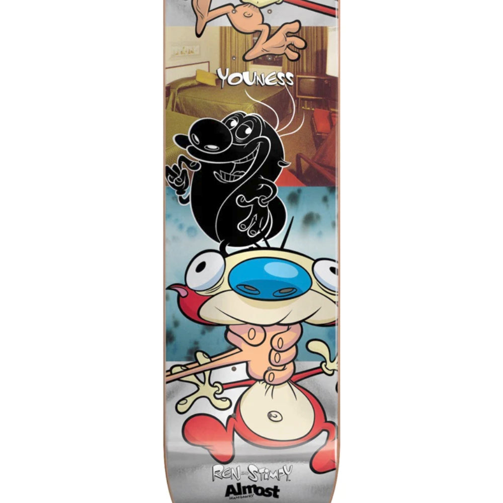 Almost Youness Ren & Stimpy Room Mate R7 8.25 - Skateboard Deck Close Up