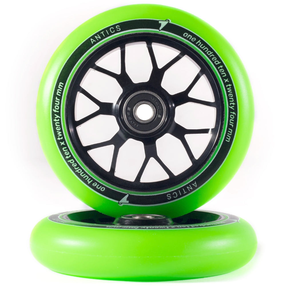 Antics Glider Scooter Wheels 110x24mm Green Pair