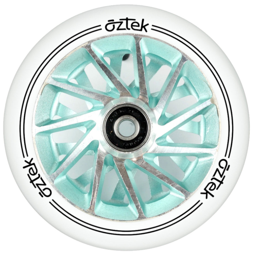 Aztek Ermine 110mm White PU (PAIR) - Scooter Wheels Aqua Blue Raw WhiteAztek Ermine 110mm White PU (PAIR) - Scooter Wheels Aqua