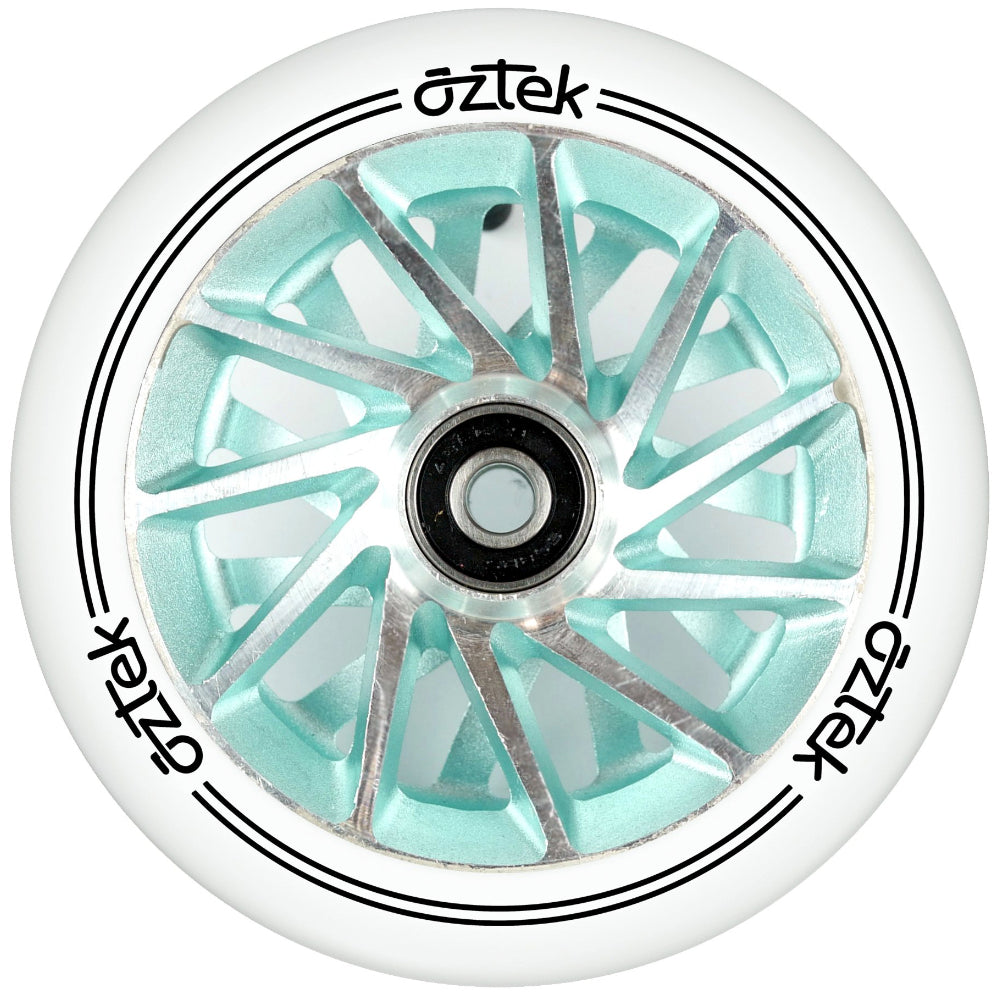 Aztek Ermine XL 115x30mm White PU (PAIR) - Scooter Wheels Aqua