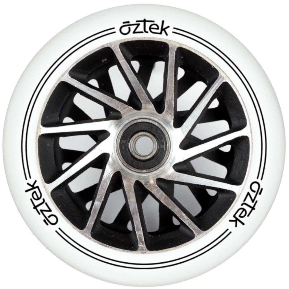 Aztek Ermine XL 115x30mm White PU (PAIR) - Scooter Wheels Black Raw White
