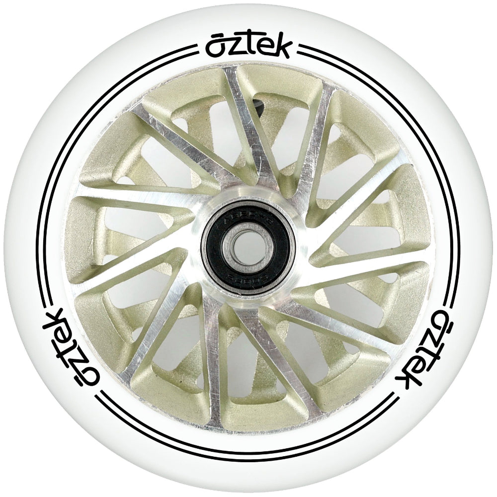 Aztek Ermine XL 115x30mm White PU (PAIR) - Scooter Wheels Ivory