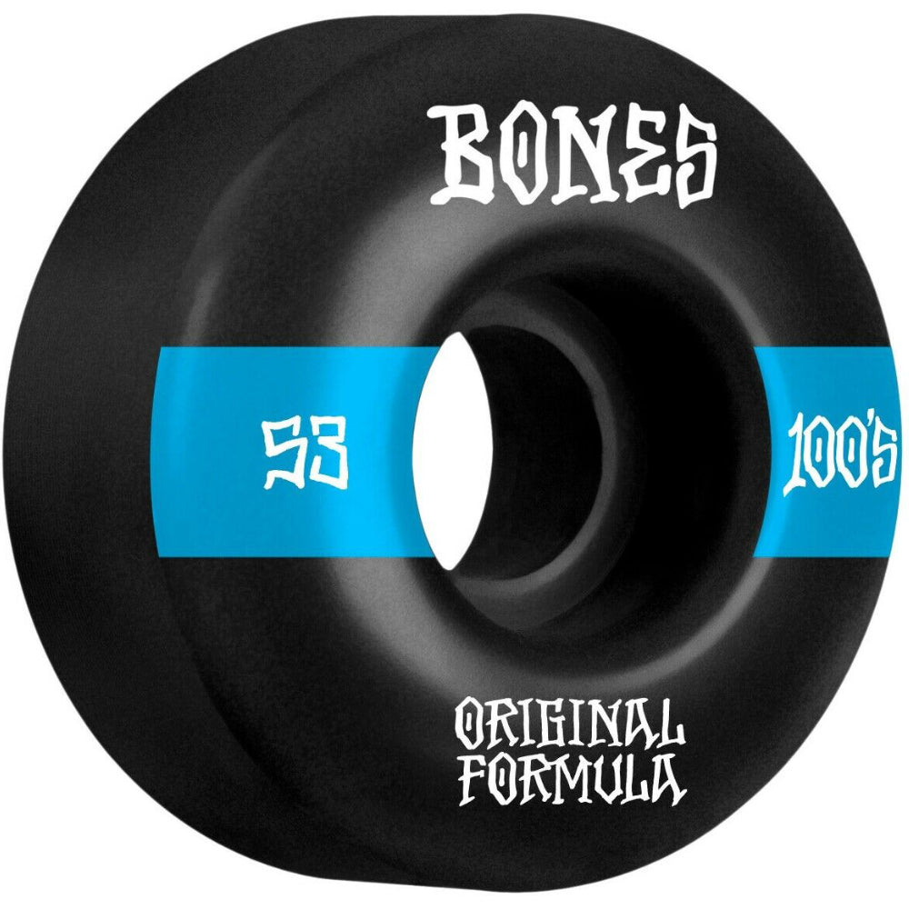 Bones 100's OG Formula V4 Wides Black - Skateboard Wheels 53mm