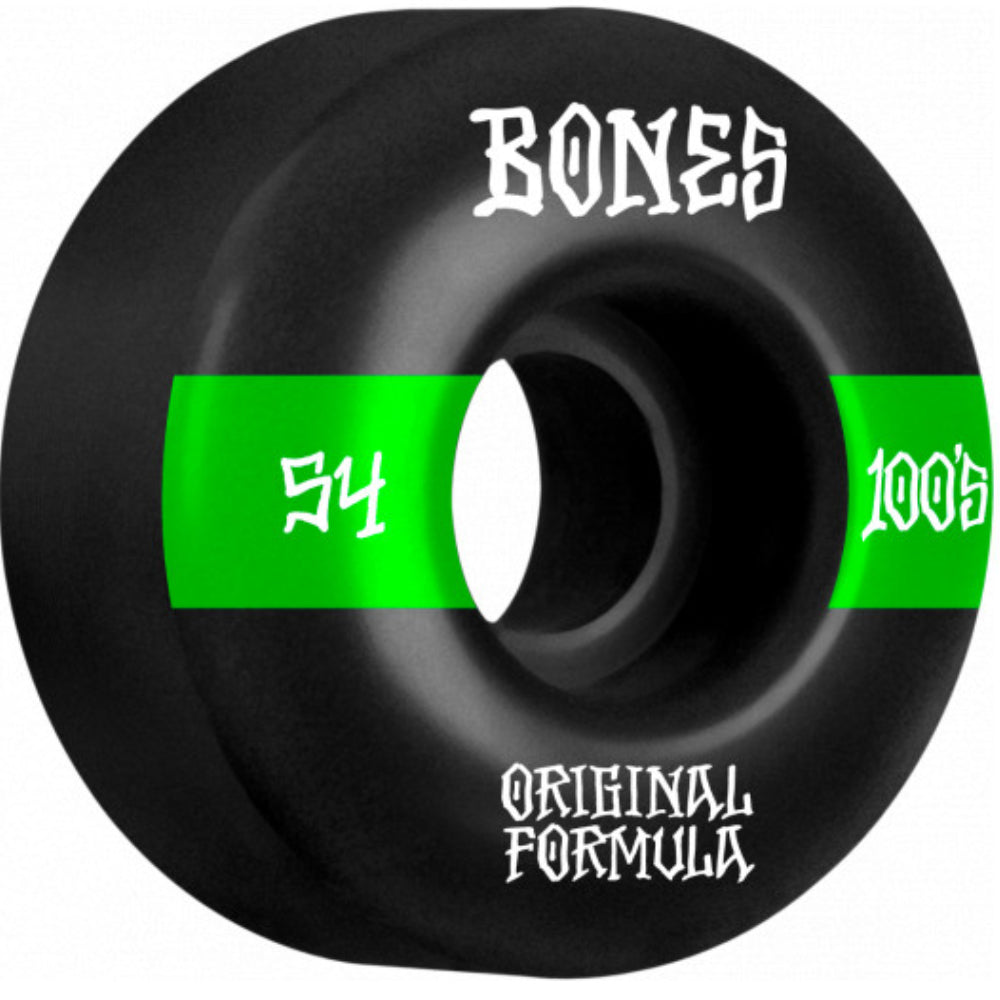 Bones 100's OG Formula V4 Wides Black - Skateboard Wheels 54mm