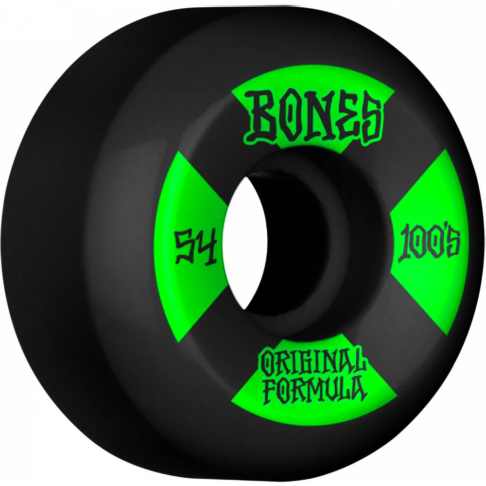 Bones 100's OG Formula V5 Sidecut Black - Skateboard Wheels 54mm Green