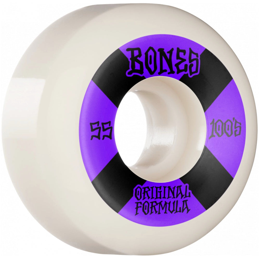Bones 100's OG Formula V5 Sidecut White - Skateboard Wheels 55mm