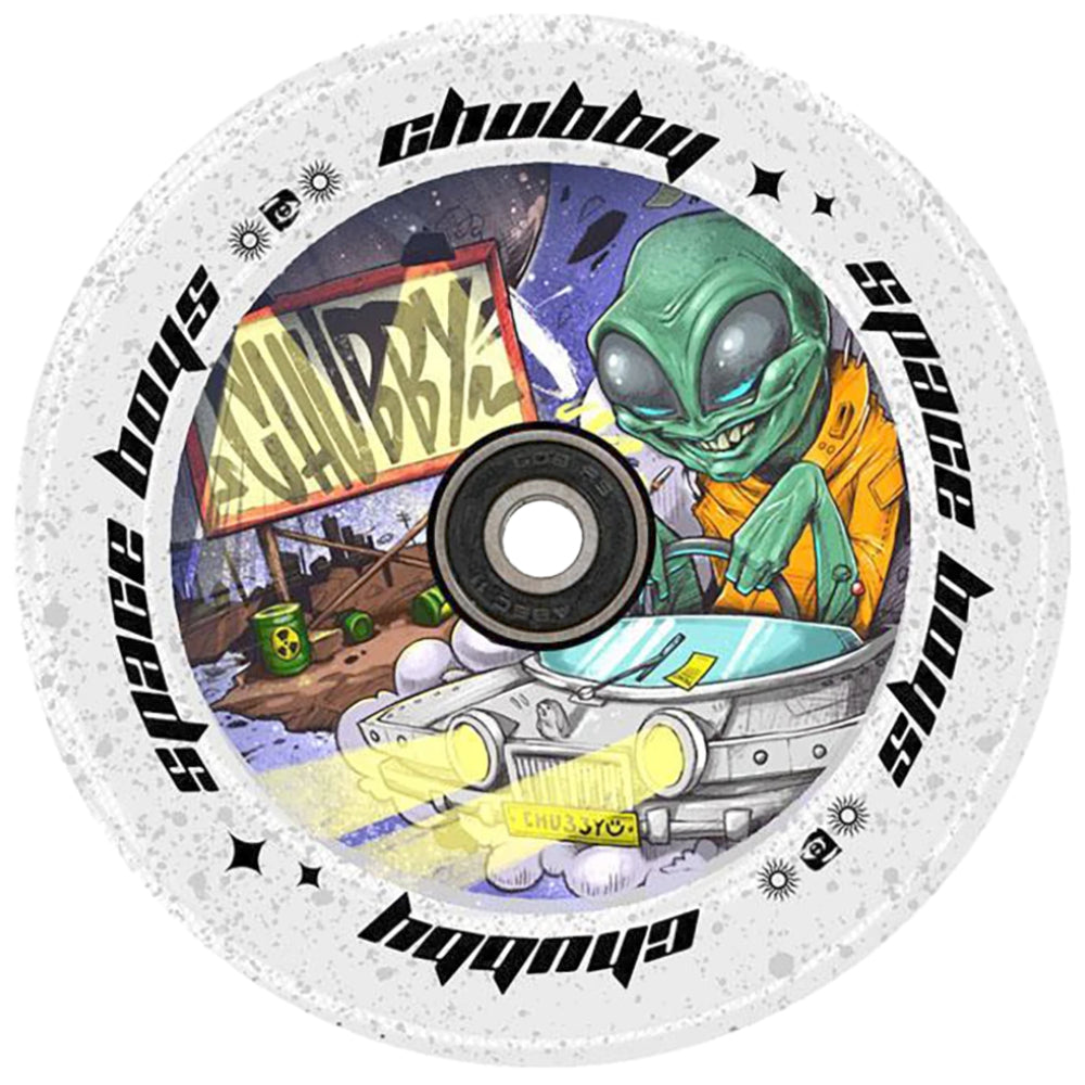 Chubby SpaceBoys Alien Clear Glitter 110mm (PAIR) - Scooter Wheels