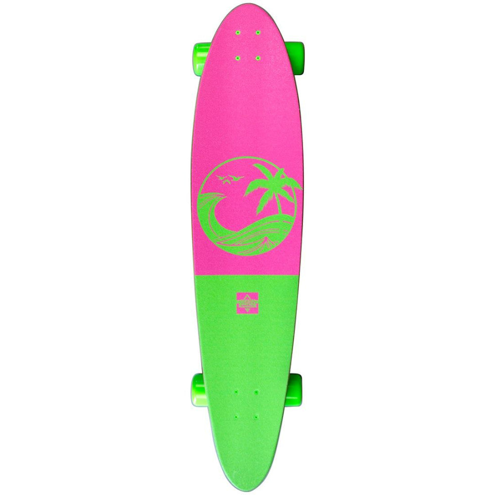 Dusters California Dreaming Neon Green 40" - Longboard Complete Griptape Design Palm Surf Wave