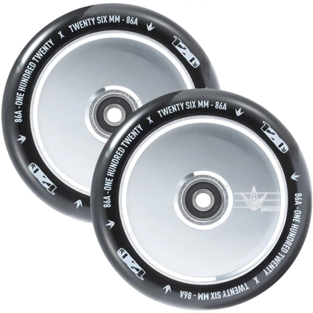 Envy 120mm Hollow Core Polished Black (PAIR) - Scooter Wheels Set