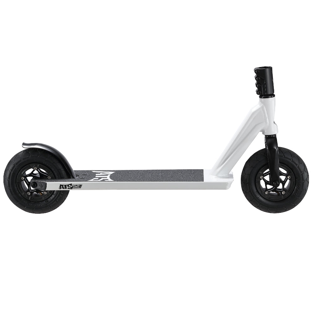 Envy ATS S2 Pro White Freestyle Dirt Scooter Base Side Cruise anywhere with this ATS S2 Pro scooter. Speed without the hassle of electric parts or wasting time charging a battery.