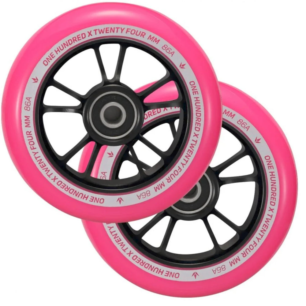 Envy Spoked 100mm (PAIR) - Scooter Wheels Black Pink Duo