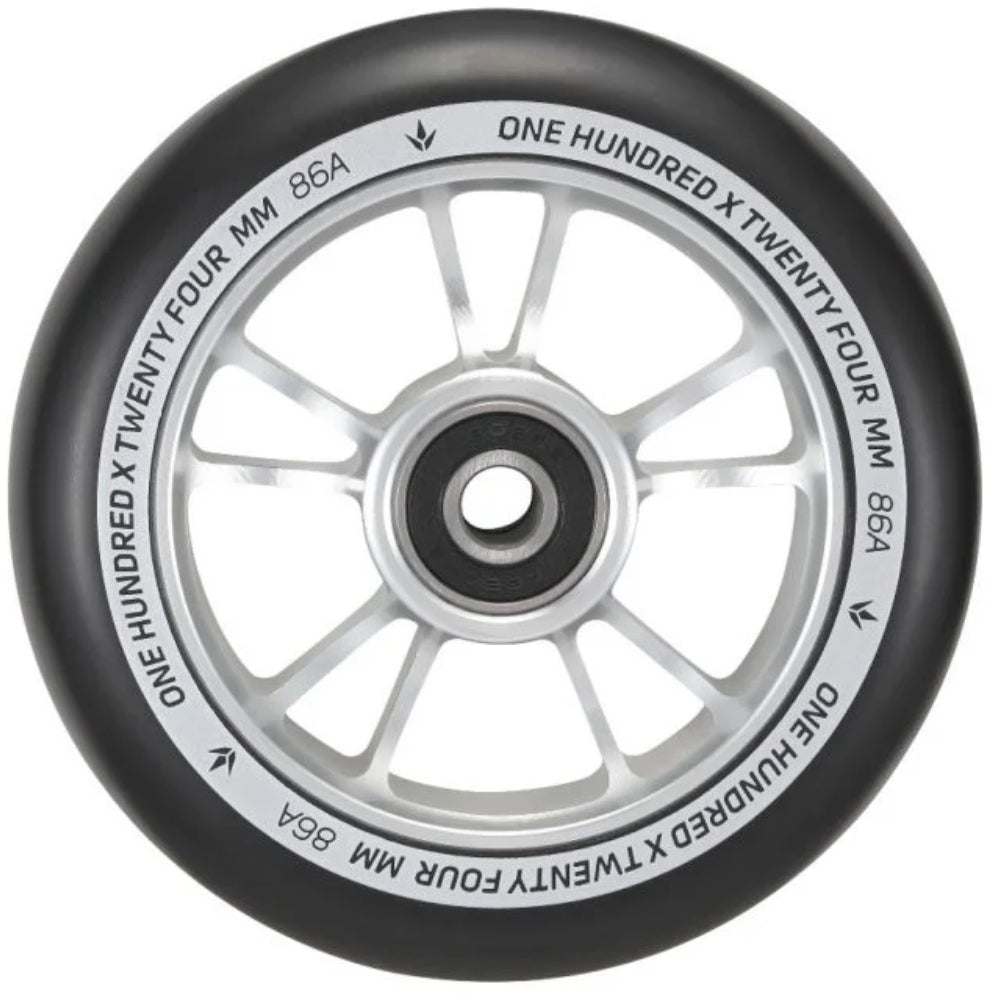 Envy Spoked 100mm (PAIR) - Scooter Wheels Silver Black 