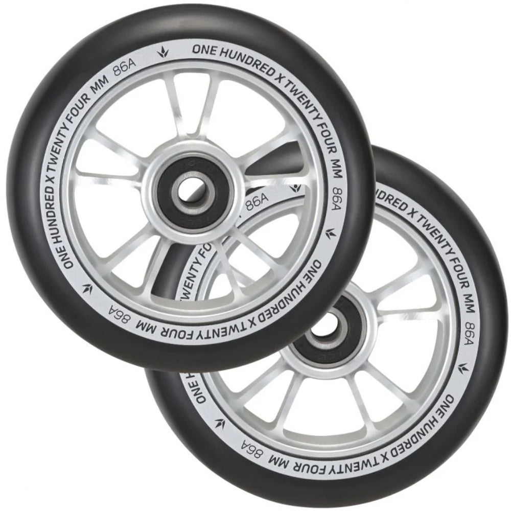 Envy Spoked 100mm (PAIR) - Scooter Wheels Silver Black Duo