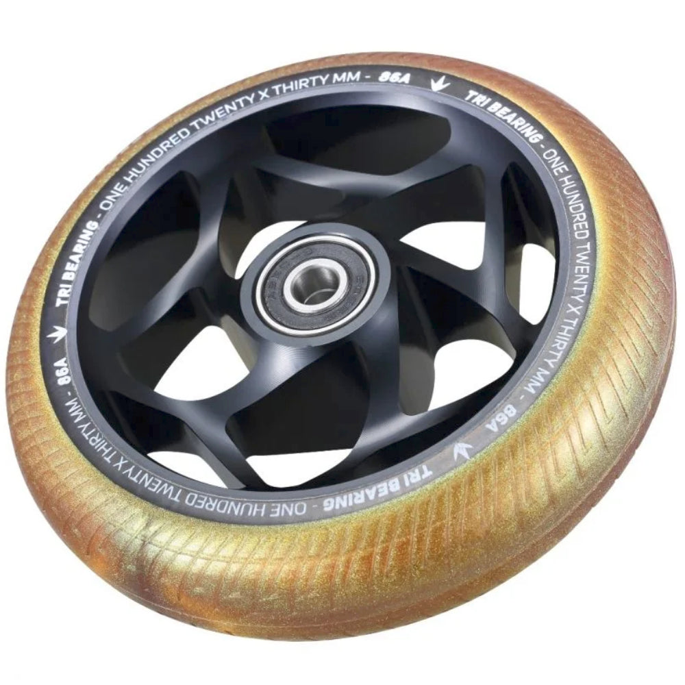 Envy Tri-Bearing 120x30mm Black Gold (PAIR) - Scooter Wheels Angle