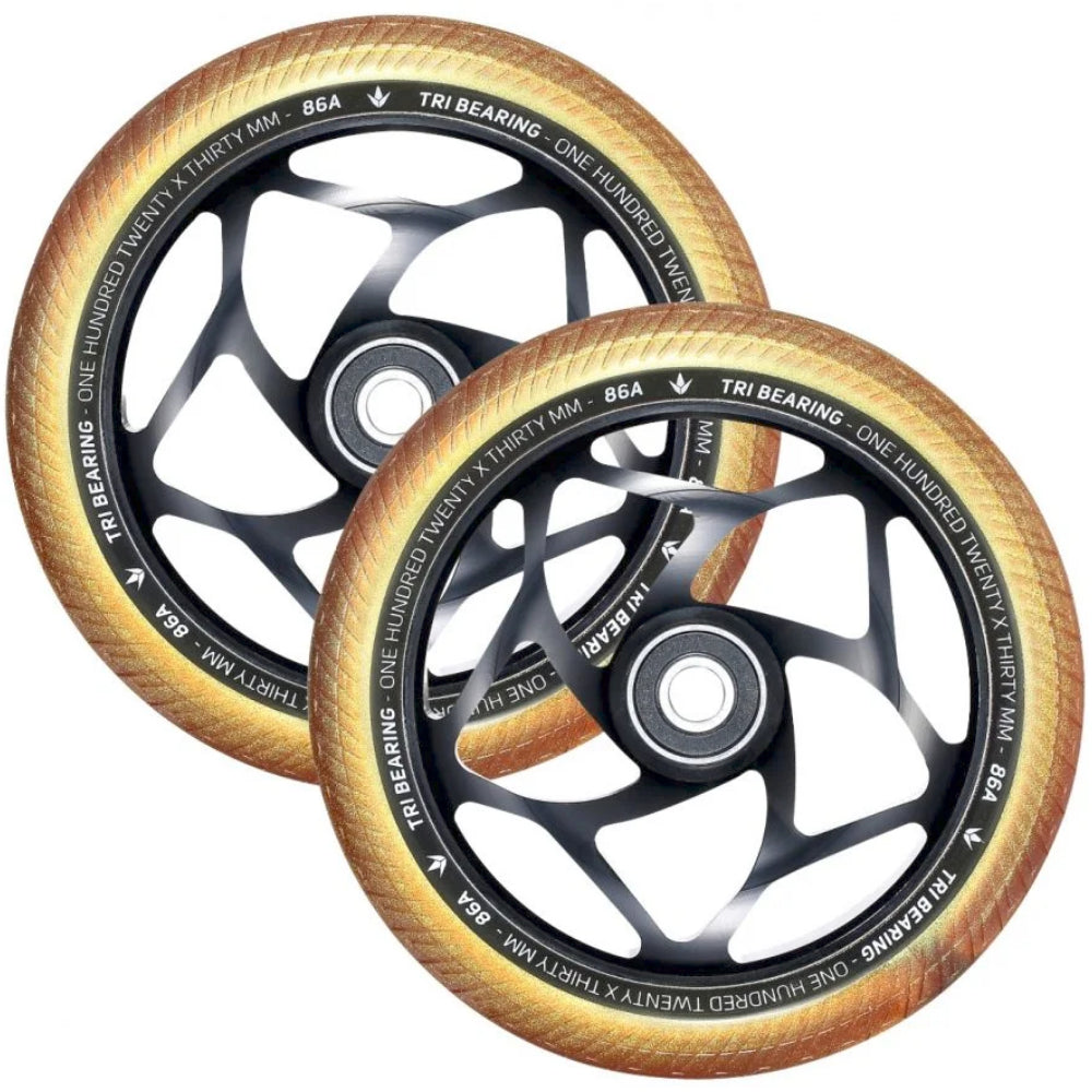 Envy Tri-Bearing 120x30mm Black Gold (PAIR) - Scooter Wheels Set