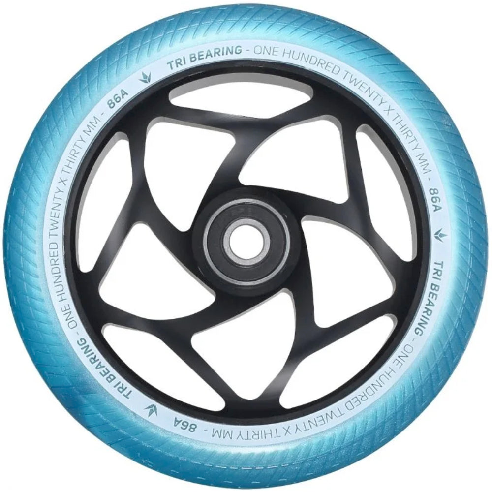 Envy Tri-Bearing 120x30mm Black Teal (PAIR) - Scooter Wheels Front