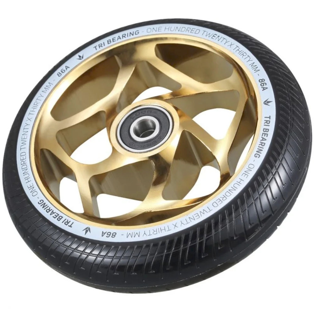 Envy Tri-Bearing 120x30mm Gold Black (PAIR) - Scooter Wheels Angle