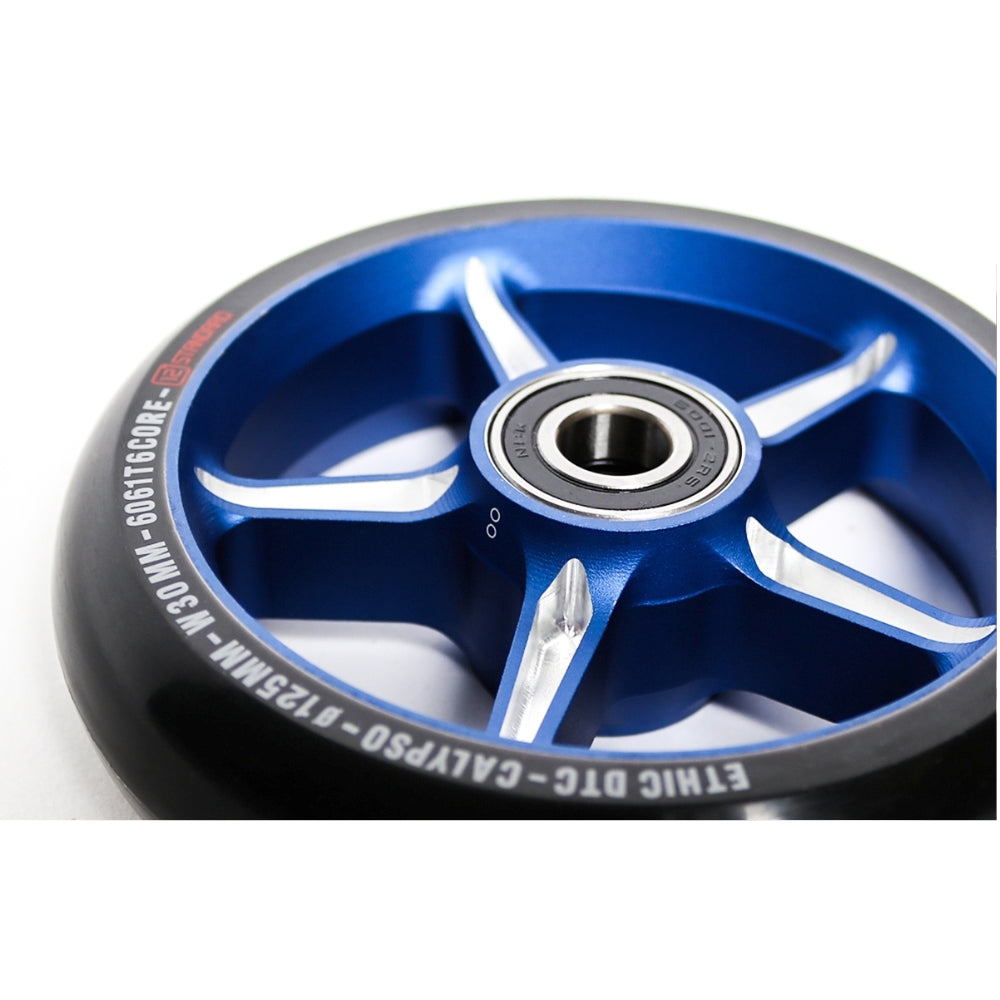 Ethic DTC 12STD Calypso 125mm (PAIR) - Scooter Wheels Close Up Blue