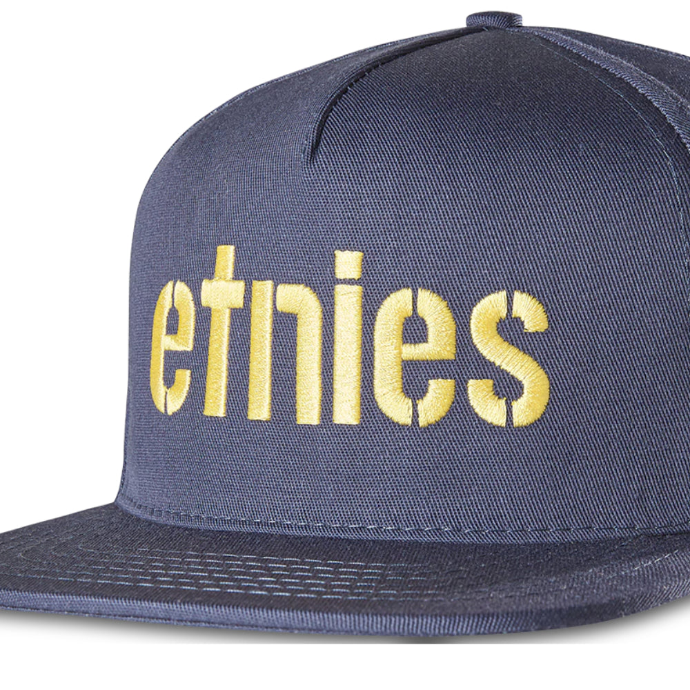 Etnies Corp Navy / Yellow Snapback Close Up