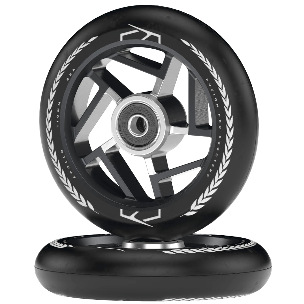 Fuzion Apollo 110x24mm Black Scooter Wheels 88a pu Stacked