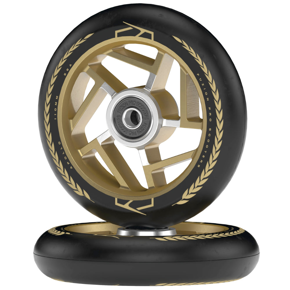 Fuzion Apollo 110x24mm Black / Gold Scooter Wheels 88a pu Stacked