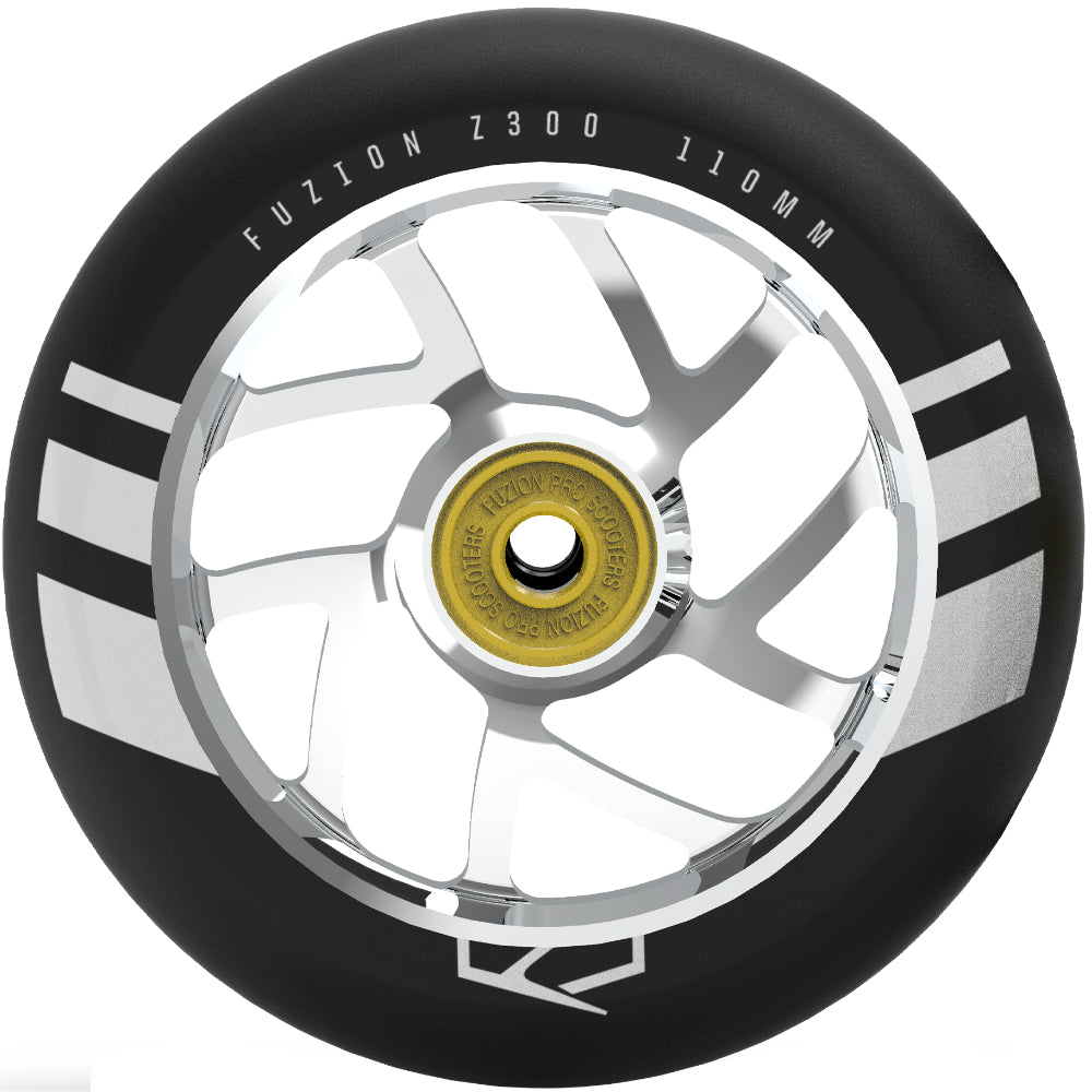 Fuzion Flight 110mm (PAIR) - Scooter Wheels Silver Black