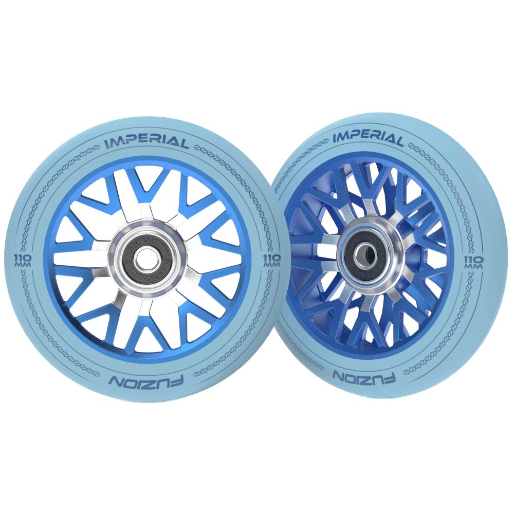 Fuzion Imperial 110mm Baby Blue / Blue Freestyle Scooter Wheels Pair