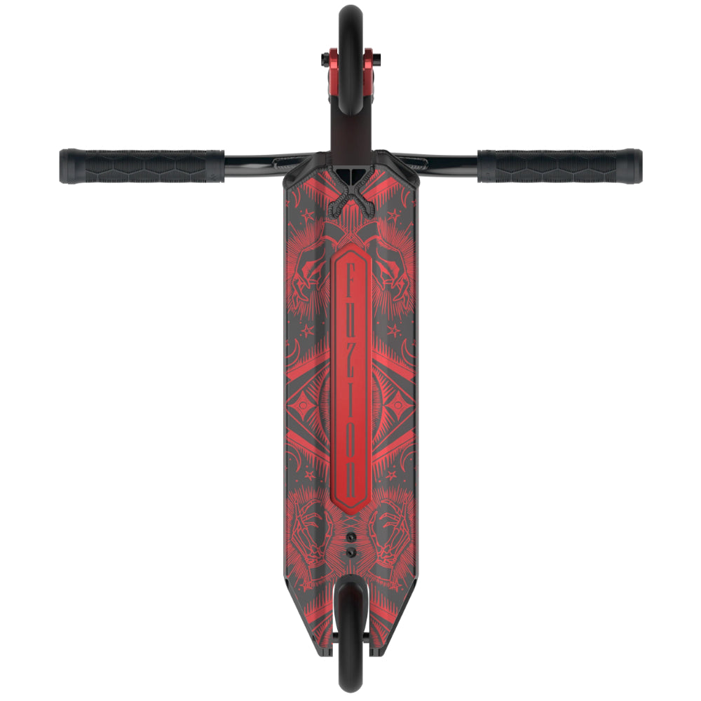 Fuzion Z350 Freestyle Scooter Complete Alchemy Red Bottom Deck Design