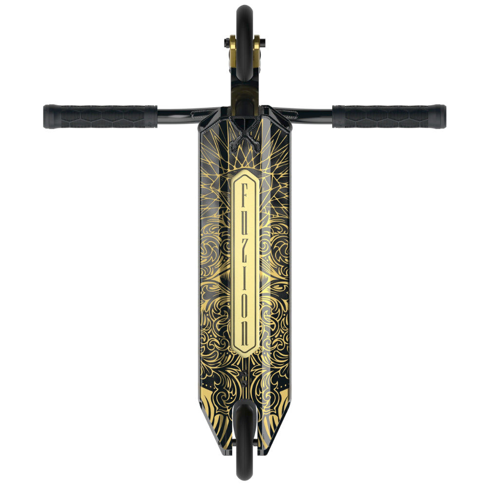Fuzion Z350 Freestyle Scooter Complete Prophecy Gold Bottom Deck Design