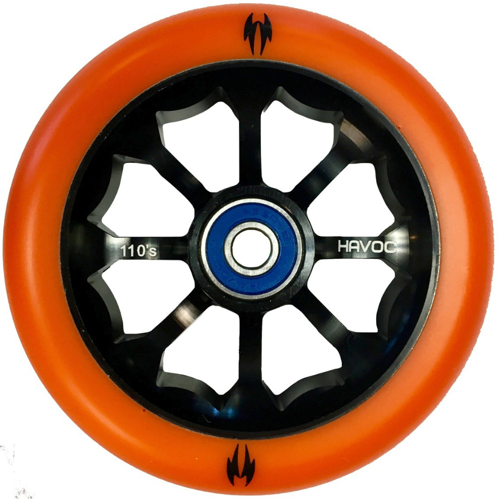Havoc Spoked 110mm (PAIR) - Scooter Wheels Black Orange