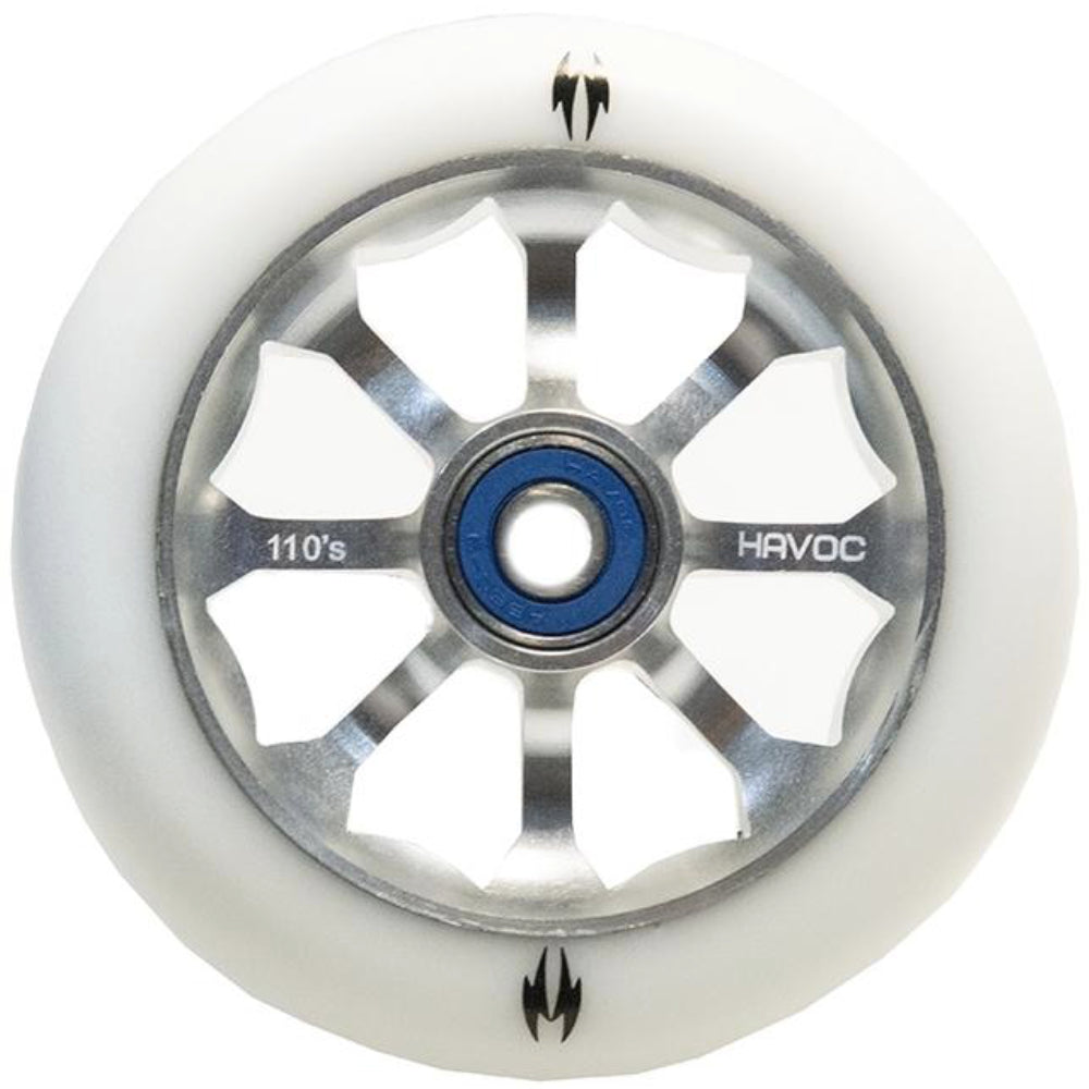 Havoc Spoked 110mm (PAIR) - Scooter Wheels Silver White
