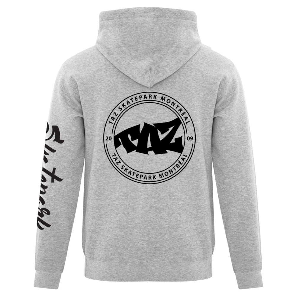 TAZ Youth Rounded Logo Hoodie Grey Back