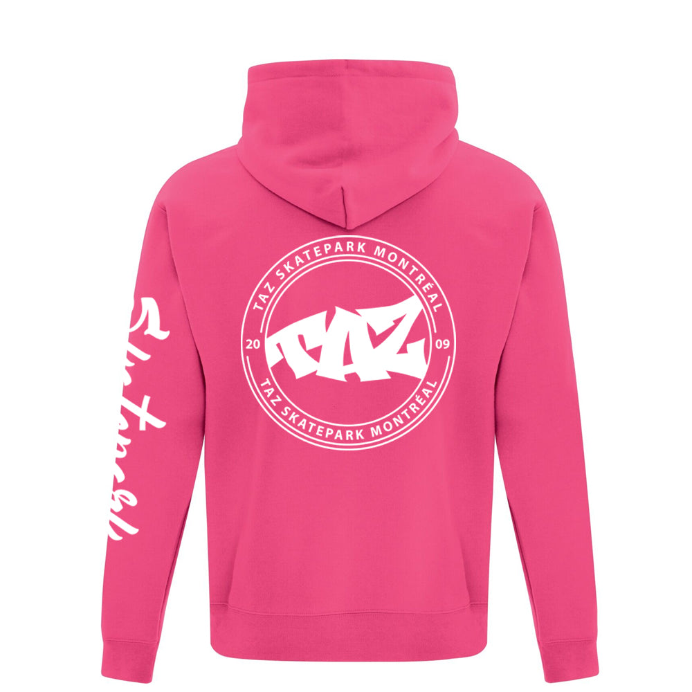 TAZ Youth Rounded Logo Hoodie Pink Back