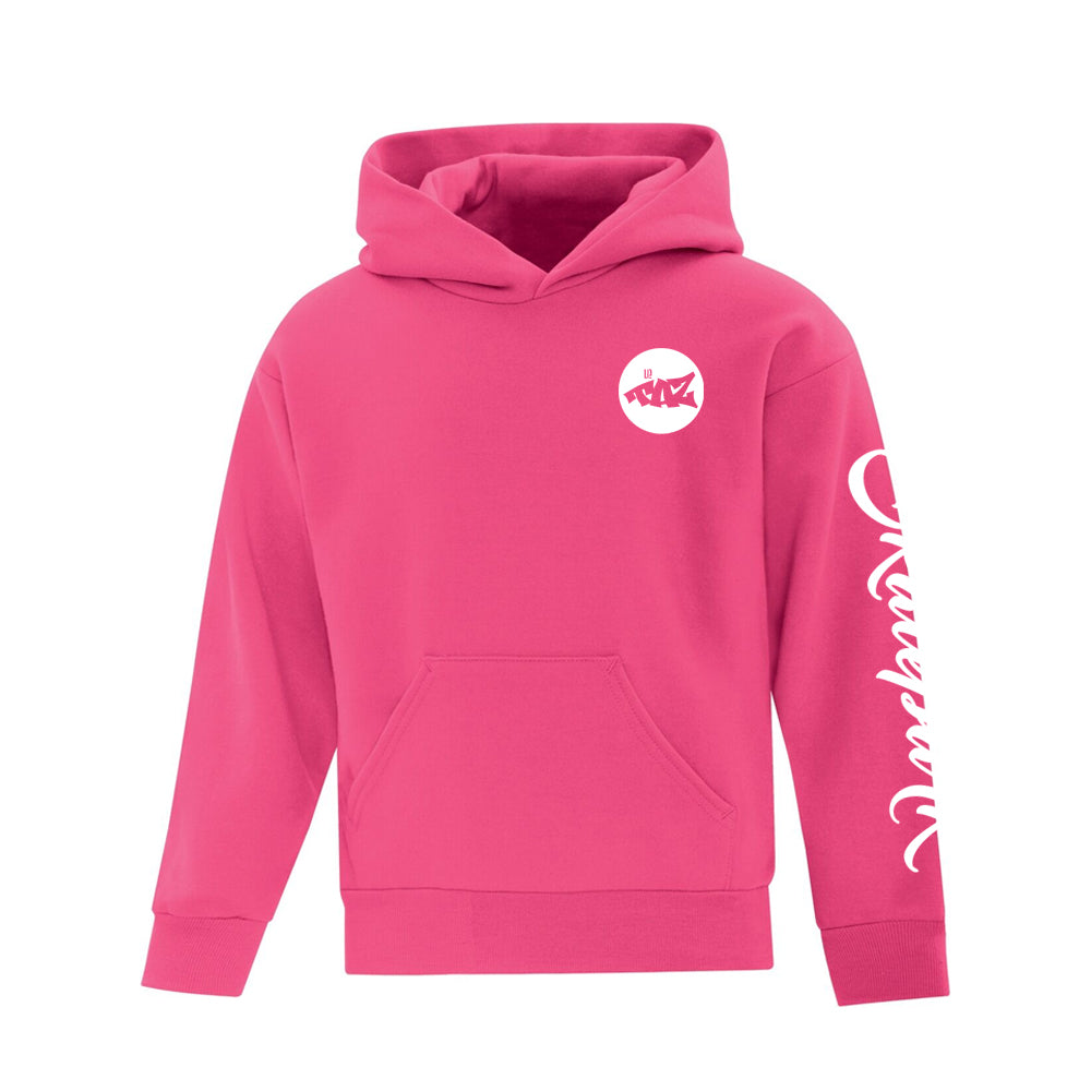 TAZ Youth Rounded Logo Hoodie Pink Front