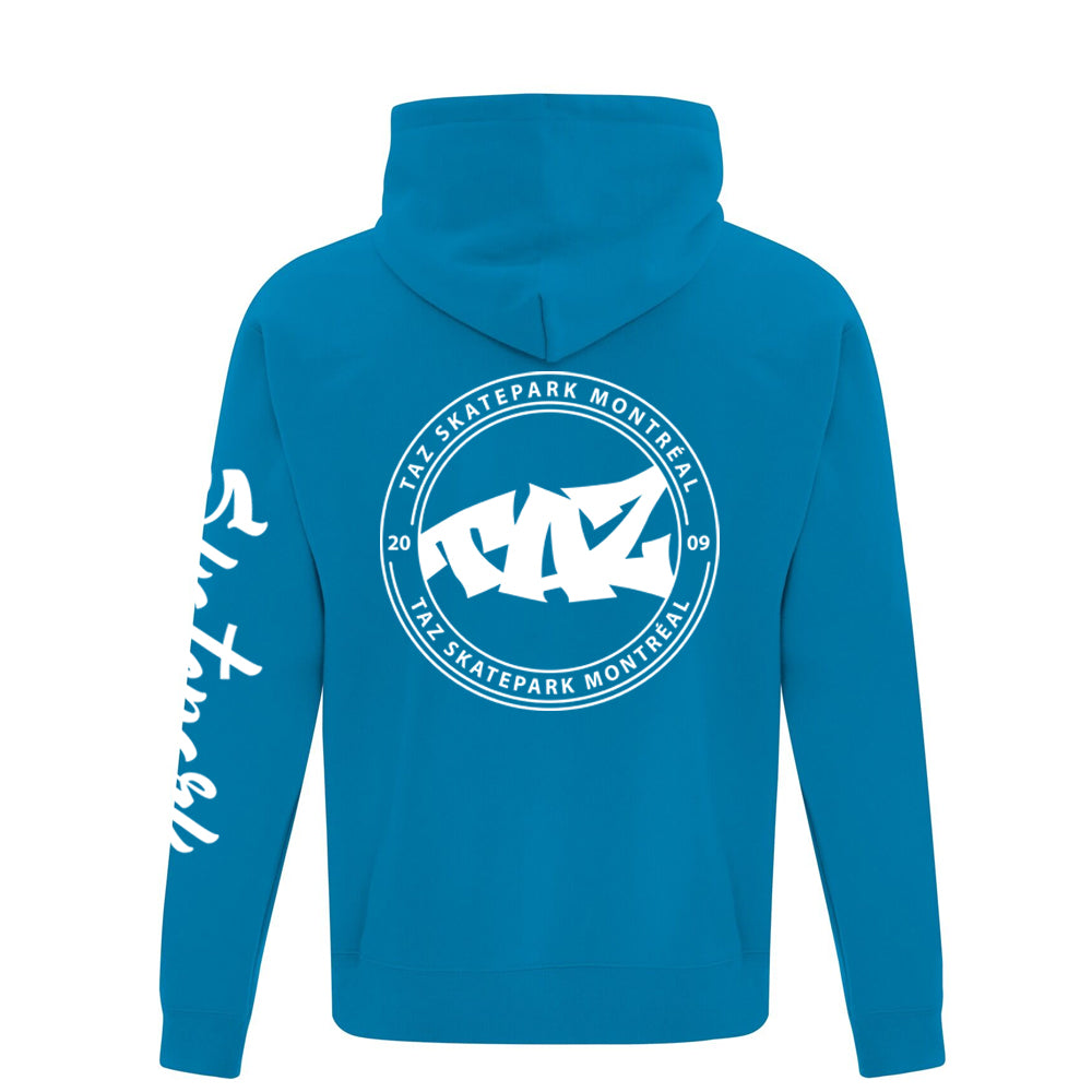 TAZ Youth Rounded Logo Hoodie Blue Back