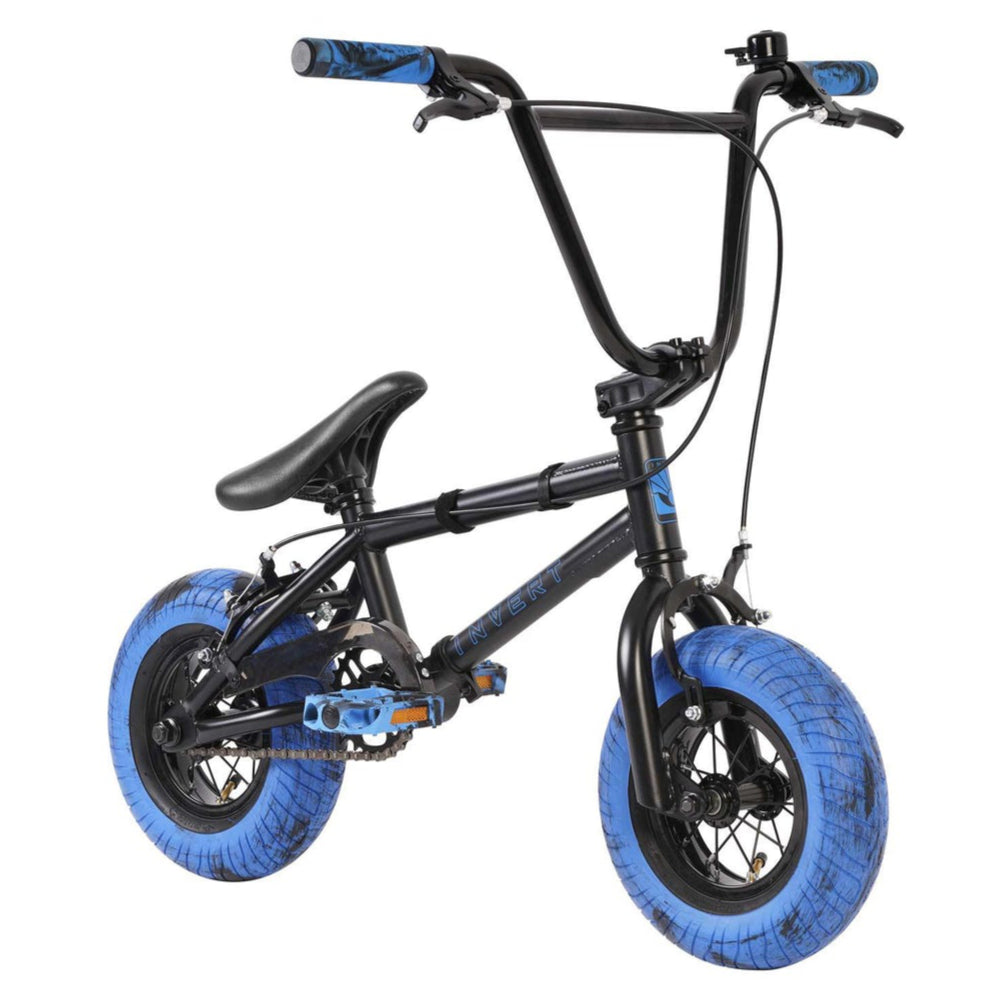 Invert Supreme Mini BMX Freestyle Black Blue Swirl With Accessories Brakes Guard Ring