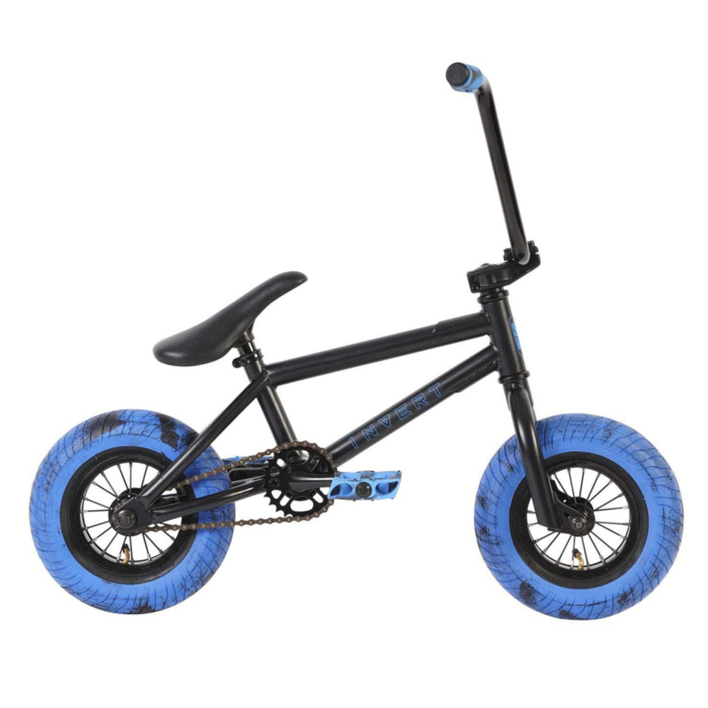 Invert Supreme Mini BMX Freestyle Black Blue Swirl Side Brakeless