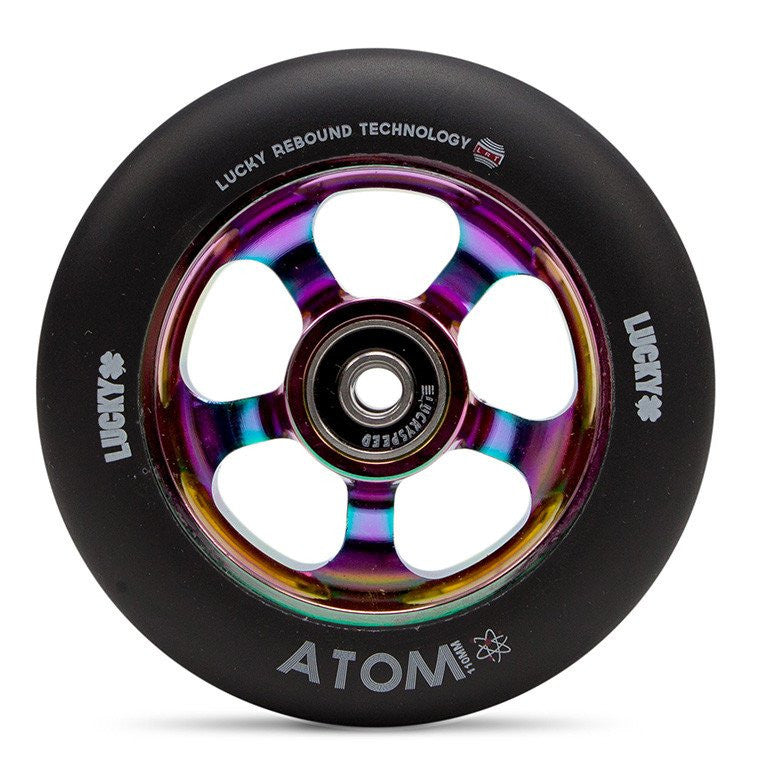 Lucky Atom 110mm Wheel, Black Urethane, Oil Slick