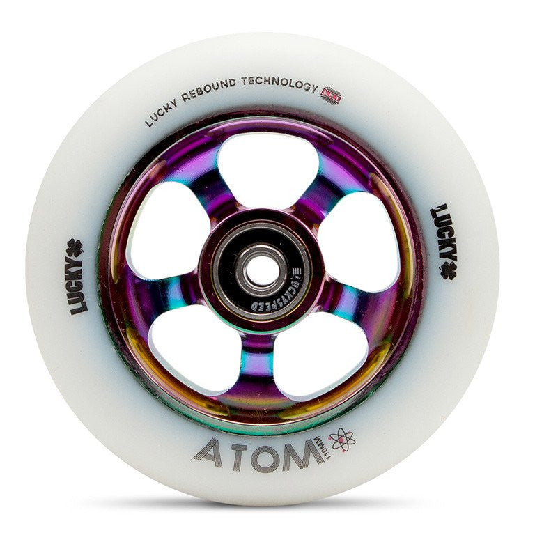 Lucky Atom 110mm Wheel, White Urethane, Oil Slick