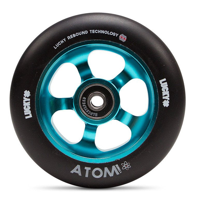 Lucky Atom 110mm Wheel, Black Urethane, Teal