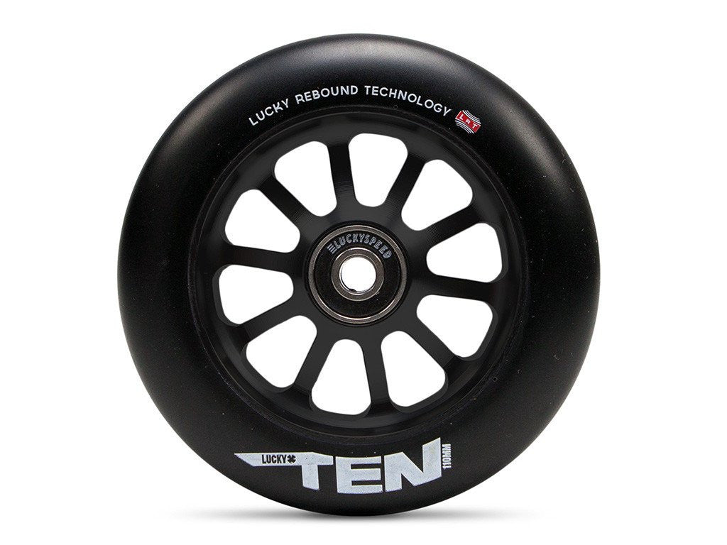 Lucky Ten 110mm Wheel, Black Urethane, Black