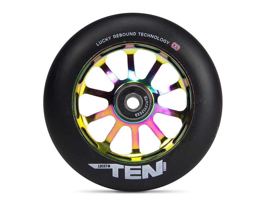 Lucky Ten 110mm Wheel, Black Urethane, Oil Slick