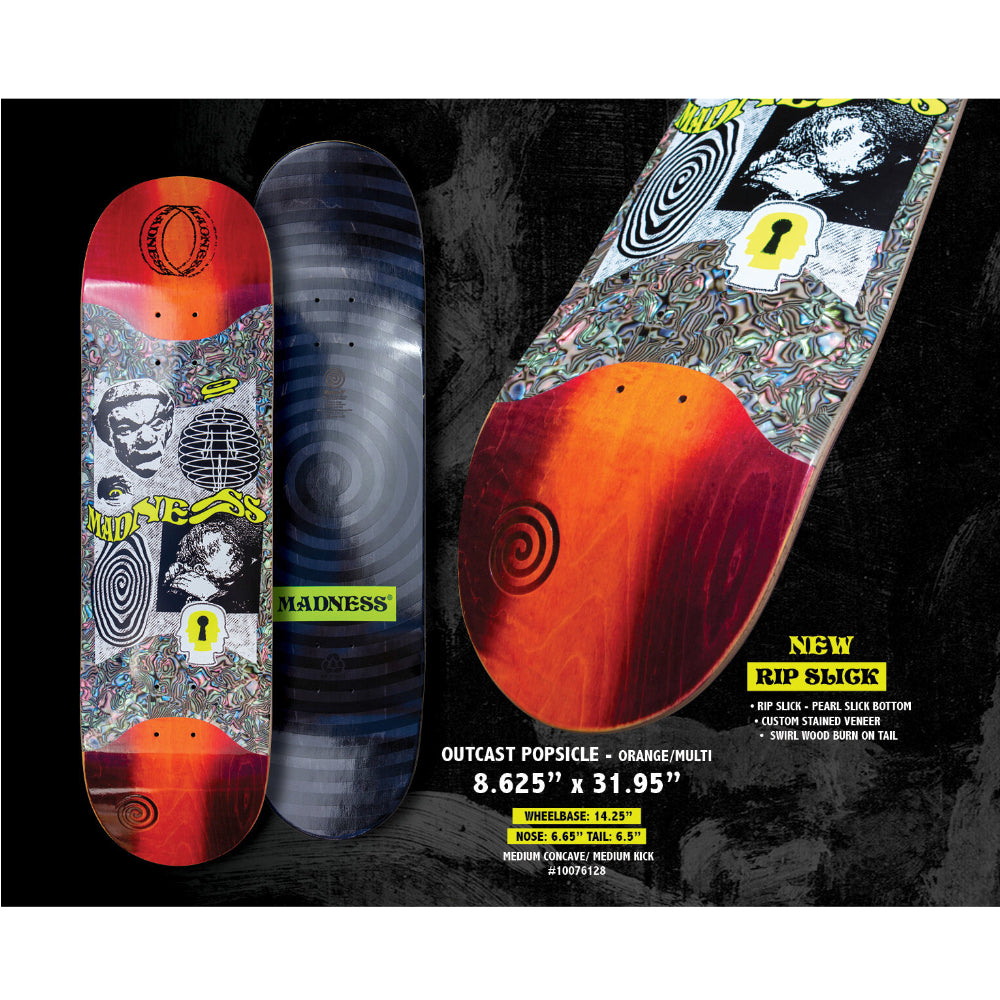 Madness Outcast R7 Slick 8.625 - Skateboard Deck Specs
